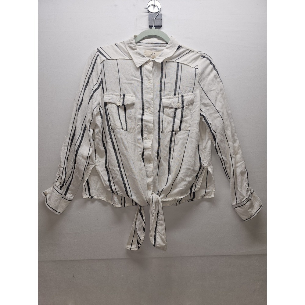Thread & Supply Striped Tie-Front Button Down Shirt LargeBoho Coastal Grandma